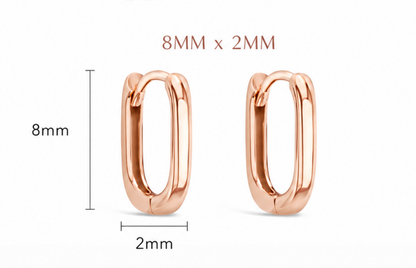 Handmade Genuine 9ct 9K 375 Yellow, Rose or White Gold Paper Clip Huggie 8mm or 10mm Long Earrings