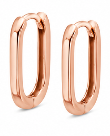 Genuine 9ct 9K 375 Rose Gold Paper Clip Huggie 8mm or 10mm Long Earrings