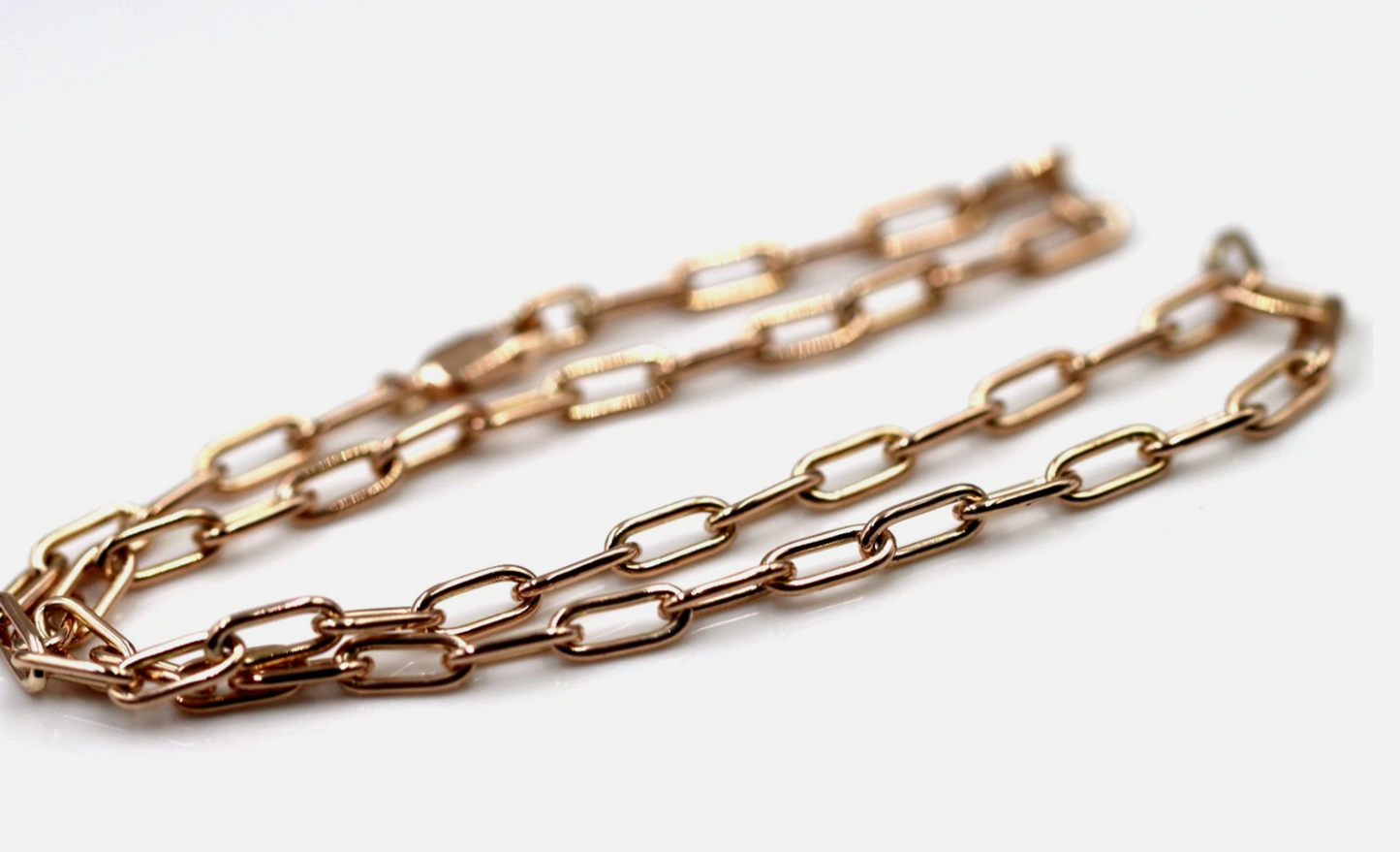 Handmade Genuine 38cm 9ct 9k 375 Yellow, Rose or White Gold Paper Clip Chain Necklace