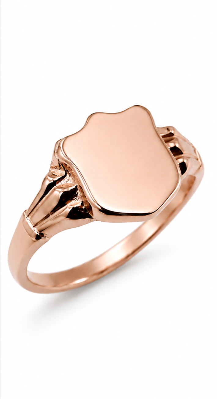 Size G, Kaedesigns New Childs Solid 9ct 9k Yellow, Rose or White Gold Shield Signet Ring