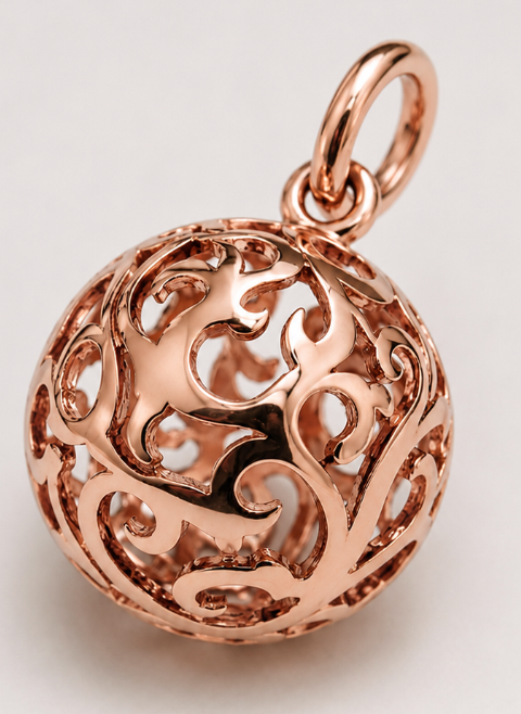 Kaedesigns Heavy 9ct 9k 375 Rose, Yellow Or White Gold 18mm Filigree Ball Pendant