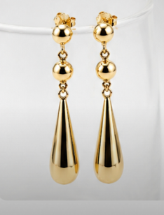 Genuine 9ct 9k 375 Yellow, Rose or White Gold Teardrop Tear Drop Double Ball Stud Earrings