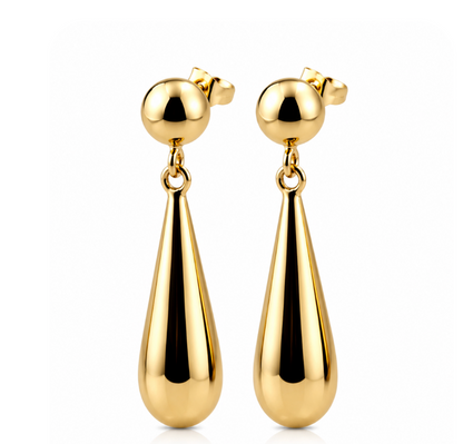 Kaedesigns Genuine 9ct 9K 375 Yellow, Rose or White Gold Large Teardrop Tear Drop Stud 8mm Half Ball Earrings