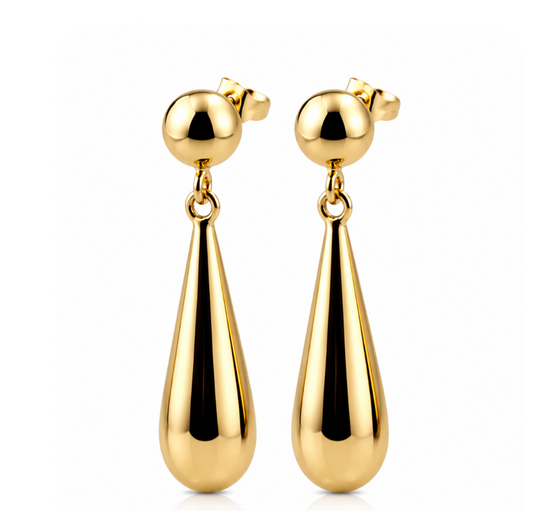 Kaedesigns Genuine 9ct 9K 375 Yellow, Rose or White Gold Large Teardrop Tear Drop Stud 8mm Half Ball Earrings