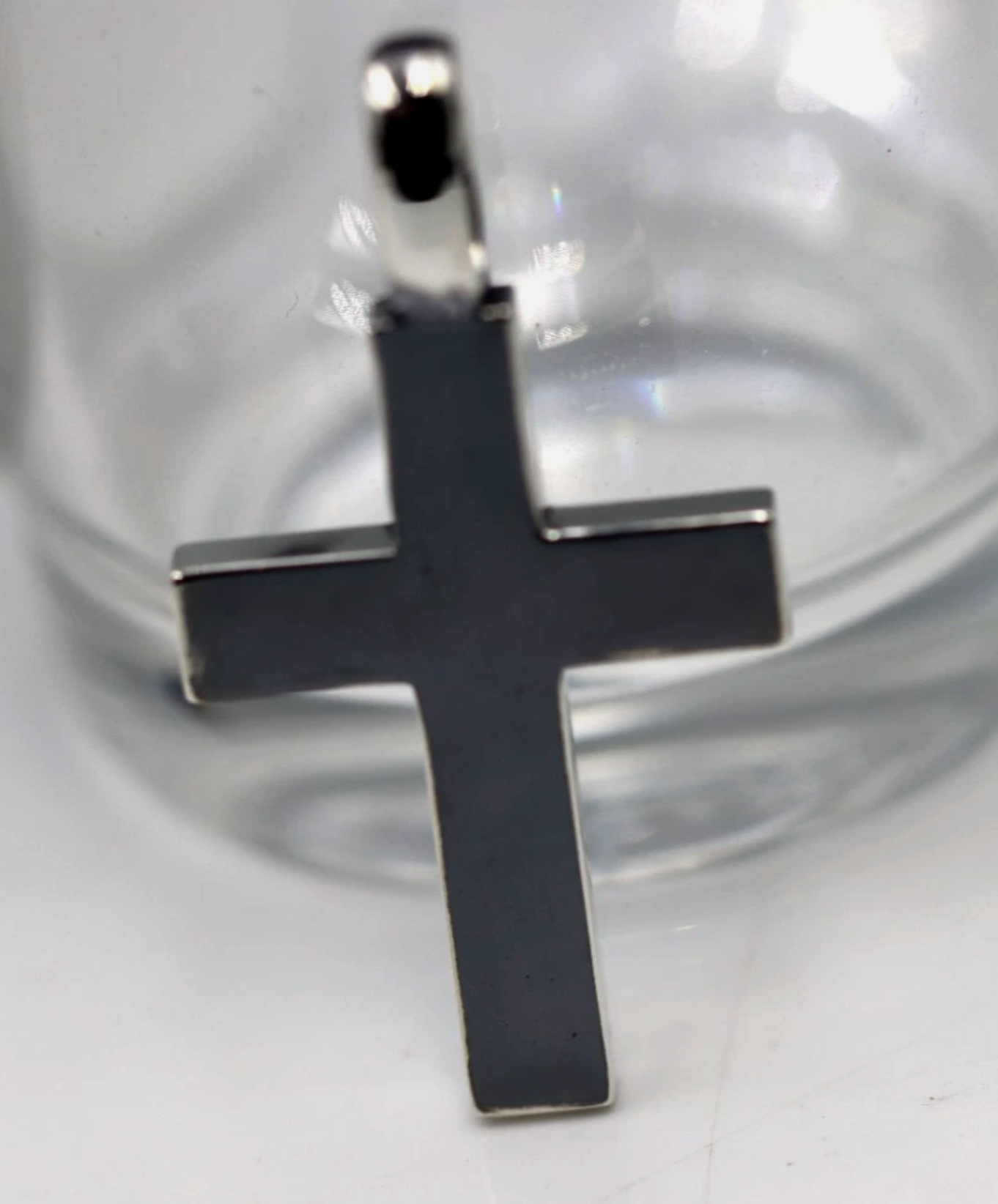 Genuine Large Heavy Oxidised Sterling Silver 925 Cross Pendant