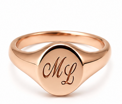Genuine Solid 9ct 9K 375 Yellow Gold Oval Signet Ring 9mm x 7mm + Engraving of 2 initials - Choose your size