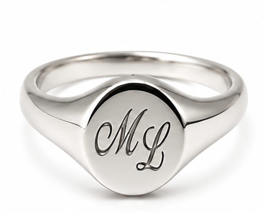 Genuine Solid 9ct 9K 375 Yellow Gold Oval Signet Ring 9mm x 7mm + Engraving of 2 initials - Choose your size
