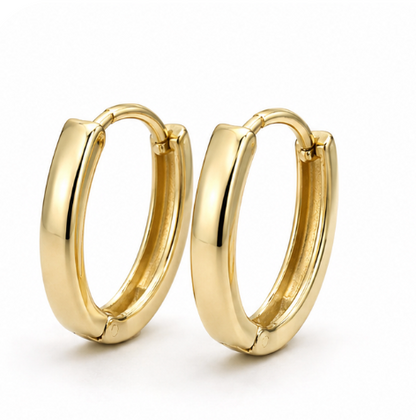 Genuine 9ct 9K 375 Yellow, Rose or White Gold Small Hoop Huggie Oval Earrings