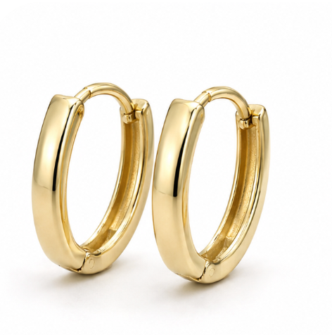 Genuine 9ct 9K 375 Yellow, Rose or White Gold Small Hoop Huggie Oval Earrings