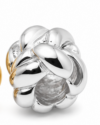 Genuine 9ct 9k 375 Yellow, Rose or White Gold or Silver 3D Weave Bead for Bracelet or Necklace