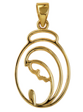 Genuine Sterling Silver 925 or 9ct Yellow Gold Oval Madonna Open Pendant or Charm *Free post