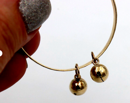 Genuine 9ct Yellow Gold 3.7mm wide Adjustable Baby Bangle with Bells