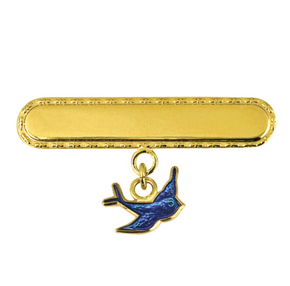 Sterling Silver Enamel Bluebird ID Name Baby Brooch, Free Laser Engraving