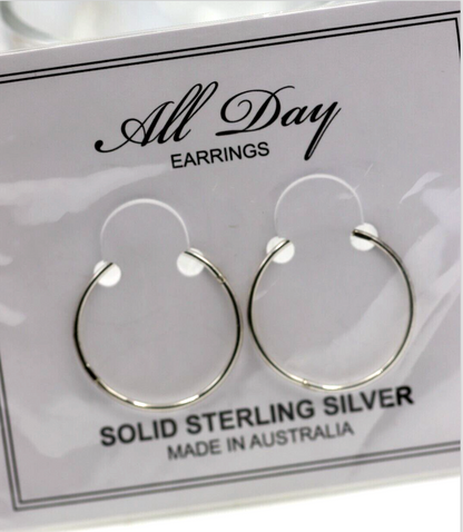 Sterling Silver or Sterling Silver Hard Gold Plated Sleepers Hinged Earrings Plain 25mm