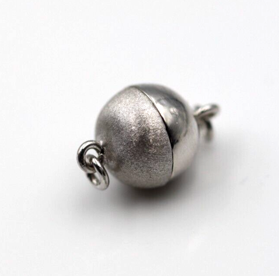 Sterling Silver Half Matt Half Polished Magnetic Ball 9mm or 10mm Pearl Clasp