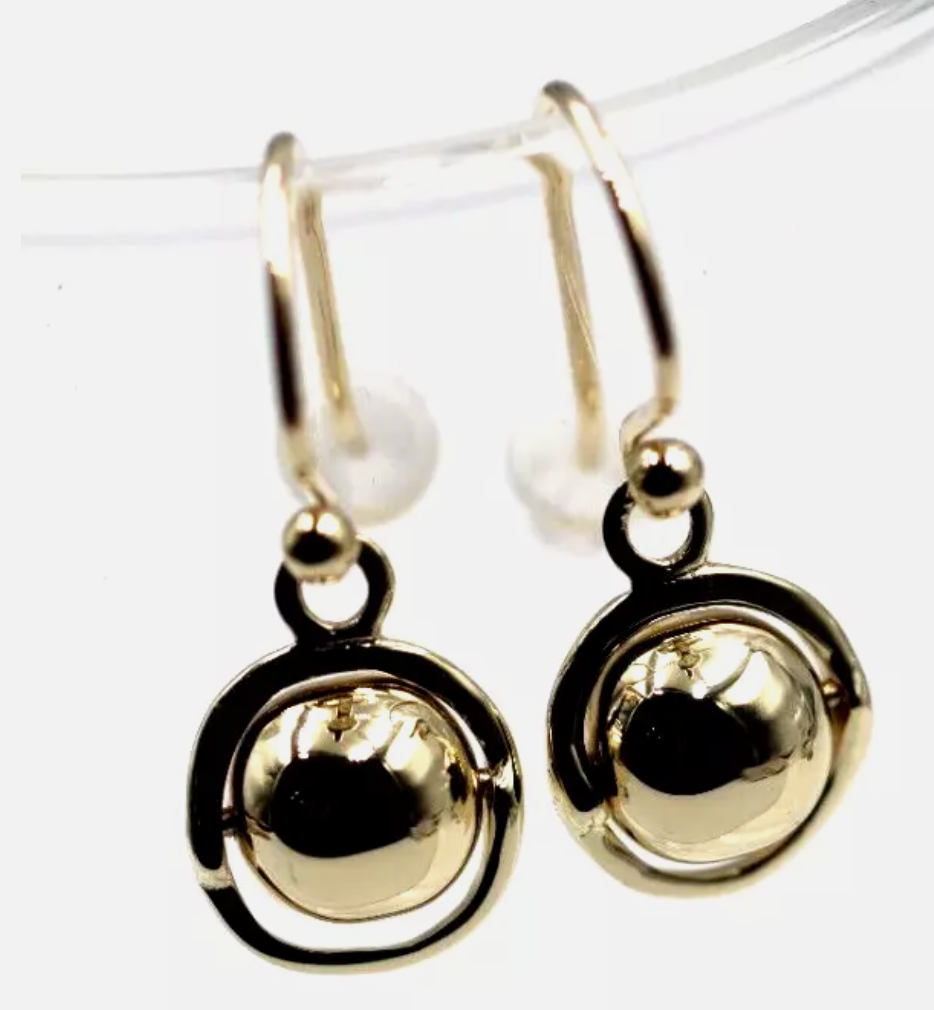 Kaedesigns New Genuine 9ct 9kt Yellow, Rose or White Gold Spinning Ball Drop Earrings