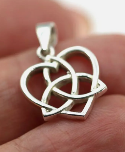 Genuine Sterling Silver 925 Triquetra Celtic Knot Heart Pendant