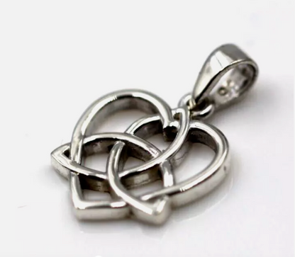 Genuine Sterling Silver 925 Triquetra Celtic Knot Heart Pendant