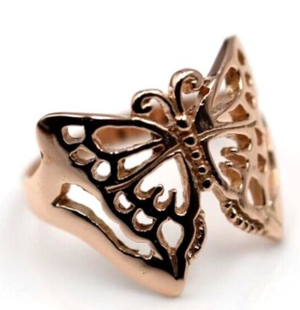 Solid 9ct White Or Rose Or Yellow Gold Large Butterfly Ring Choose Size 236