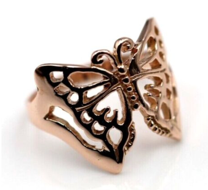 Solid 9ct White Or Rose Or Yellow Gold Large Butterfly Ring Choose Size 236