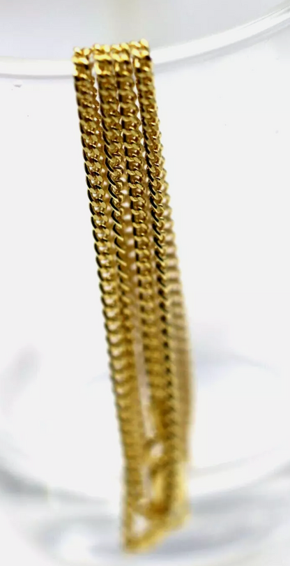 Sterling Silver 925 Yellow Gold Triple Plated Curb Kerb 2mm Chain Necklace