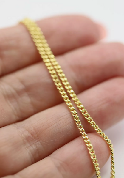 Sterling Silver 925 Yellow Gold Triple Plated Curb Kerb 2mm Chain Necklace