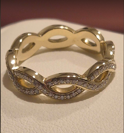 Size N Genuine 18ct Yellow Gold Diamond 0.51 TDW Infinity Twist Full Swirl Circle Ring