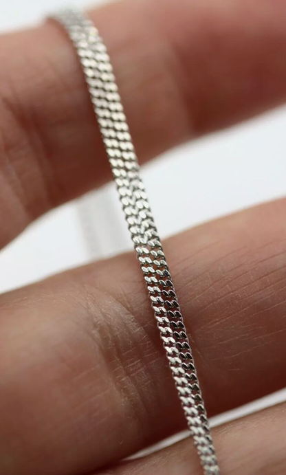 Genuine 9ct White Gold Curb Necklace 1.3mm wide 50cm long 3.36g