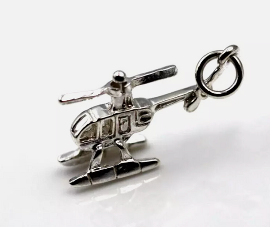 Genuine Sterling Silver 925 Helicopter Chopper Charm or Pendant