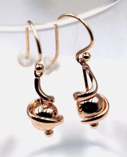 Kaedesigns, 9ct Yellow Or White Or Rose Gold 8mm Hook Swirl Ball Drop Earrings