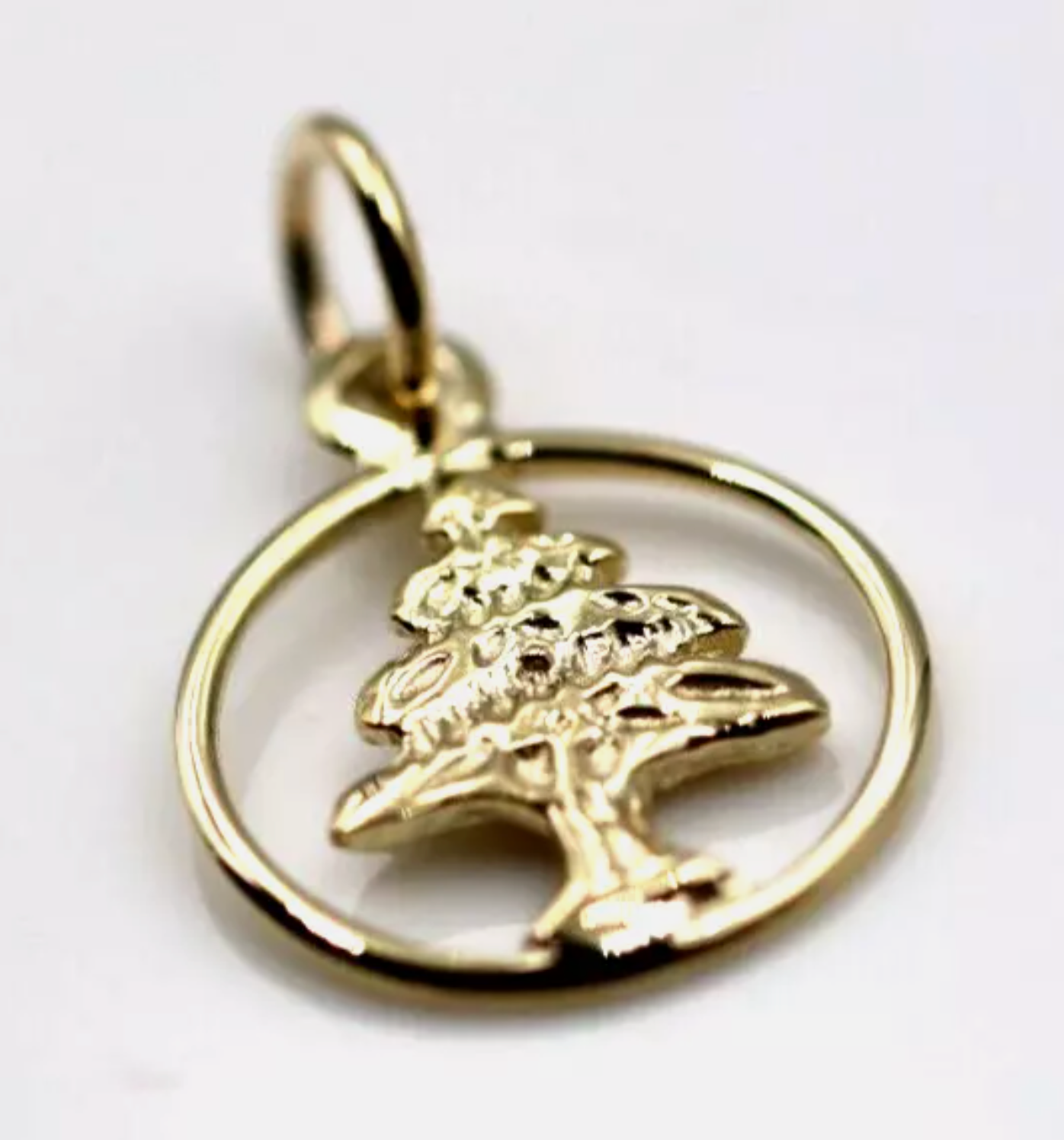 Genuine 9ct Yellow, Rose or White Gold 375 Small Cedar Tree of Lebanon Pendant / Charm