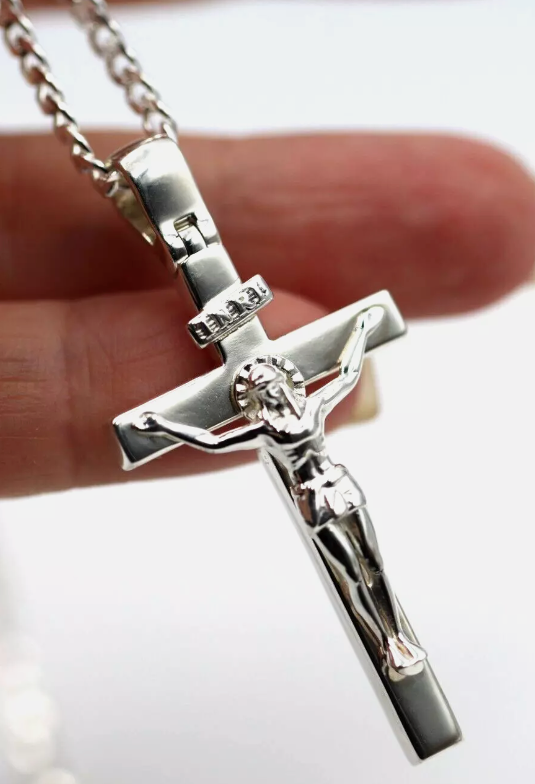 Sterling Silver 925 Full Solid Heavy Crucifix Cross Pendant Kerb Necklace Chain