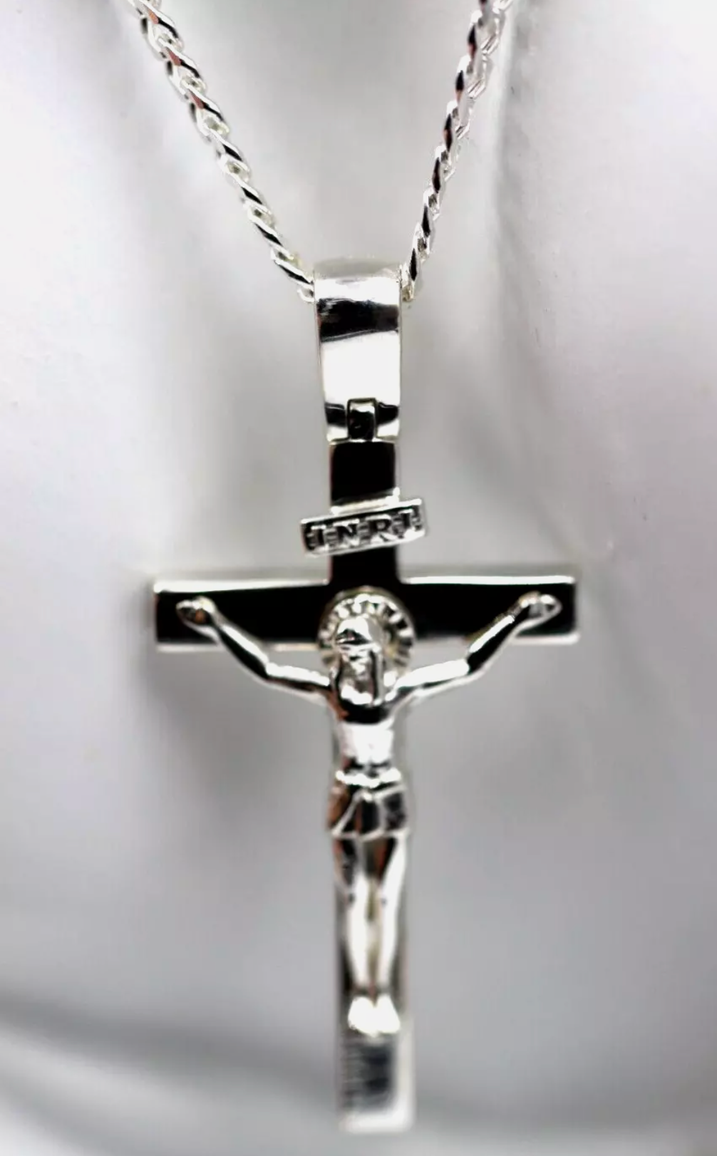 Sterling Silver 925 Full Solid Heavy Crucifix Cross Pendant Kerb Necklace Chain