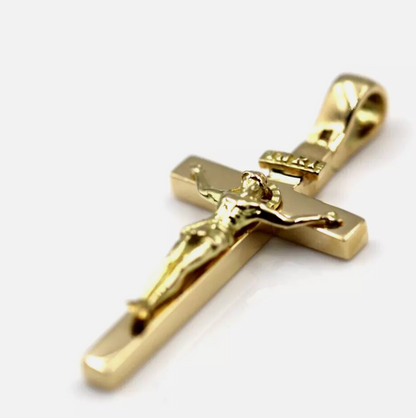 Genuine 18ct 750 Yellow, Rose or White Gold Full Solid Medium/Large Crucifix Cross Pendant