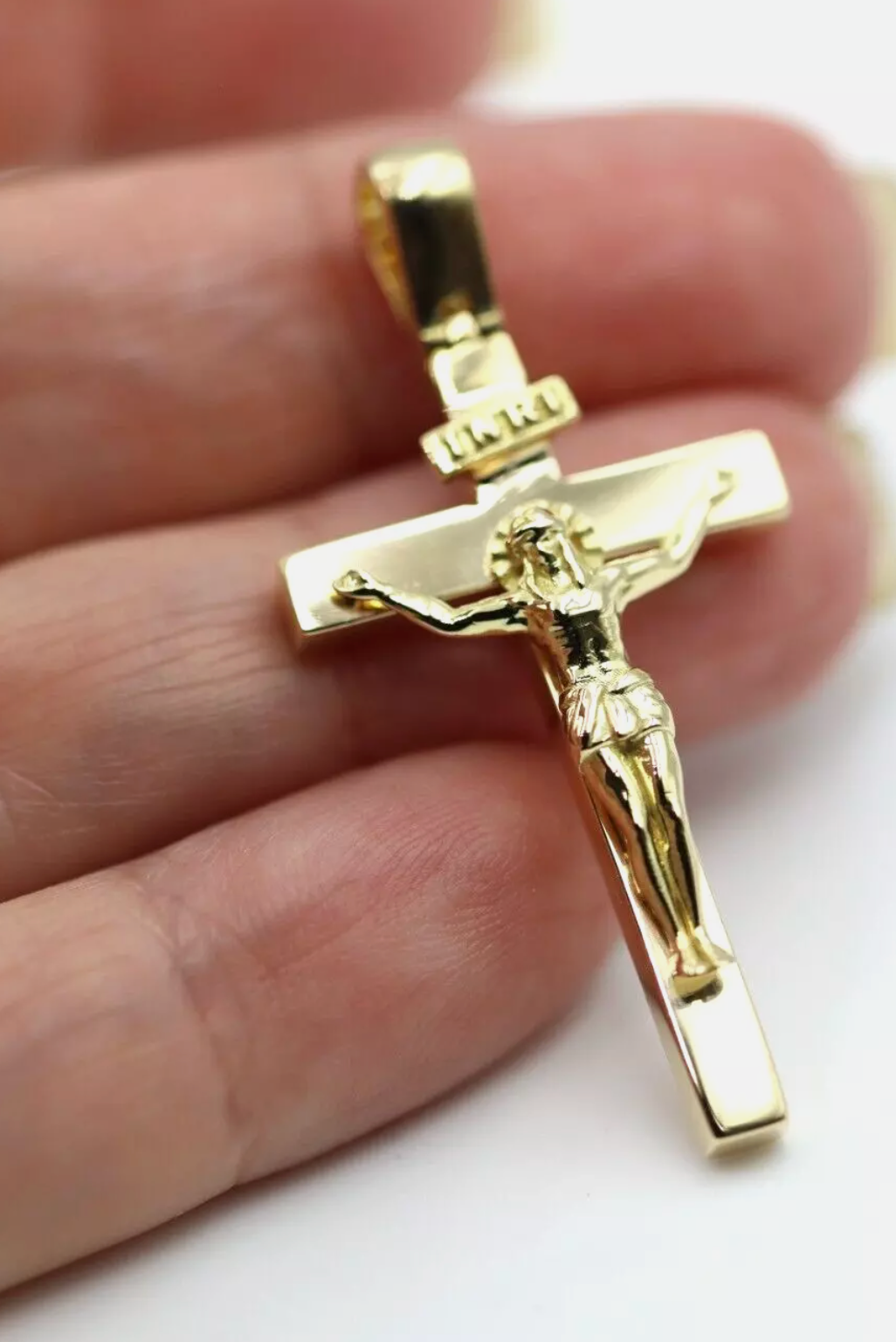 Genuine 18ct 750 Yellow, Rose or White Gold Full Solid Medium/Large Crucifix Cross Pendant