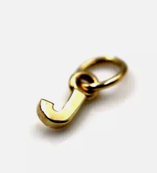 Genuine 9ct 9kt Genuine Solid Tiny Very Small Yellow, Rose or White  Gold Initial Pendant Charm J