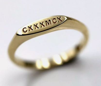 Genuine Solid 9ct Yellow, Rose or White Gold Signet Ring Engraved Initials or Numbers