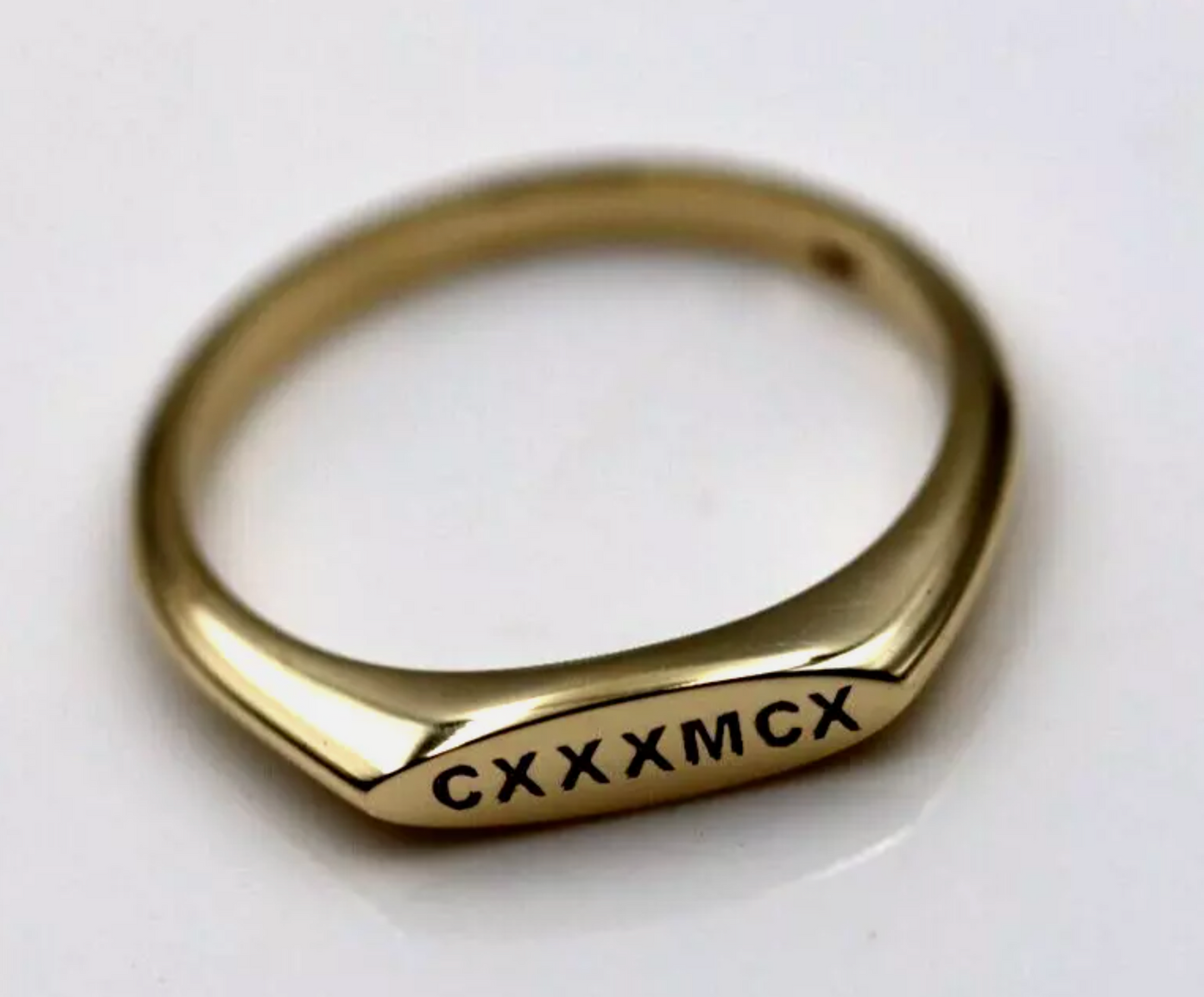 Genuine Solid 9ct Yellow, Rose or White Gold Signet Ring Engraved Initials or Numbers