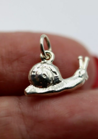 Genuine Sterling Silver 925 Small 3D Snail Pendant or Charm