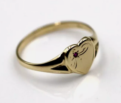 Genuine 9ct 9K Yellow Gold Ruby (Birthstone- July) Signet Ring 265