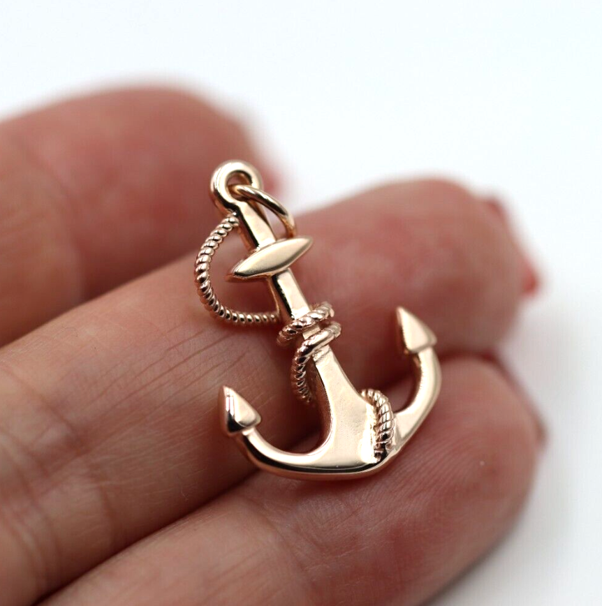 Genuine, Kaedesigns 9ct 9kt Yellow, Rose or White Gold Large Solid Anchor Boat Pendant / Charm