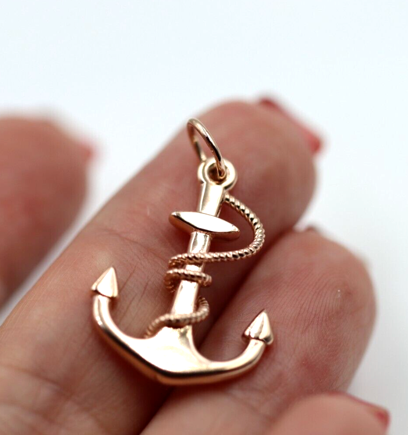 Genuine, Kaedesigns 9ct 9kt Yellow, Rose or White Gold Large Solid Anchor Boat Pendant / Charm