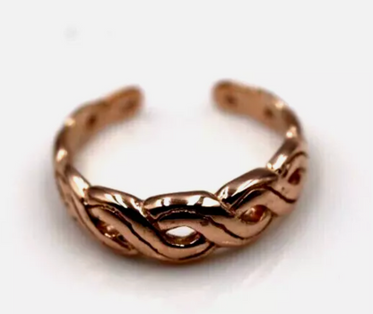Genuine 9ct Yellow or Rose or White Gold or Sterling Silver Weave Toe Ring  209