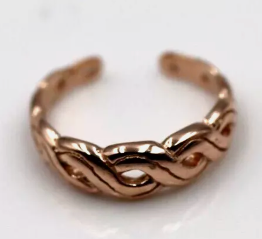 Genuine 9ct Yellow or Rose or White Gold or Sterling Silver Weave Toe Ring  209