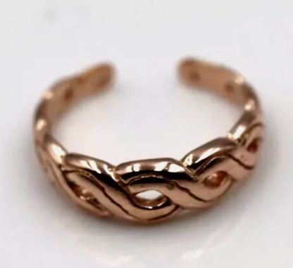 Genuine 9ct Yellow or Rose or White Gold or Sterling Silver Weave Toe Ring  209