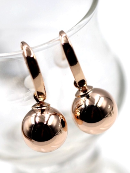 Kaedesigns, 9ct Yellow Or White Or Rose Gold 12mm Hook Euro Ball Drop Earrings
