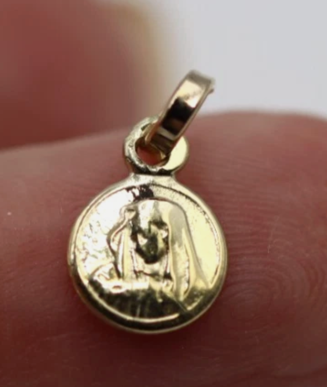 Genuine 9ct Yellow Gold or Sterling Silver 8mm Round Mary Madonna Pendant or Charm