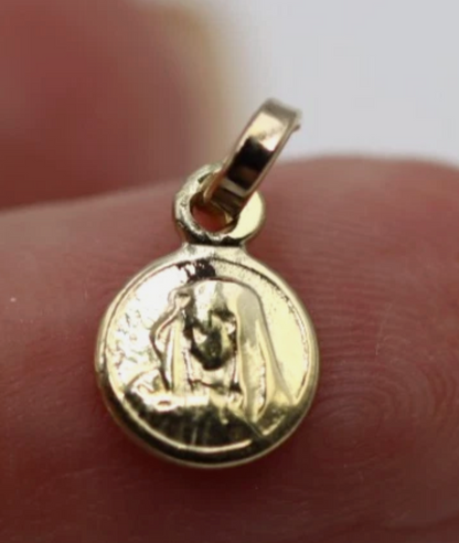 Genuine 9ct Yellow Gold or Sterling Silver 8mm Round Mary Madonna Pendant or Charm