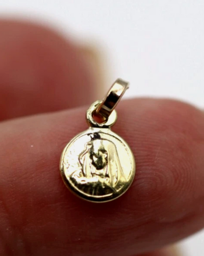 Genuine 9ct Yellow Gold or Sterling Silver 8mm Round Mary Madonna Pendant or Charm