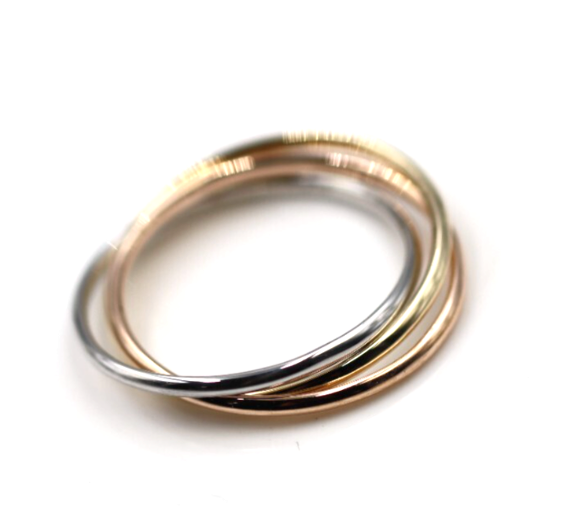 Size W Solid 1.5mm 9ct Yellow, White, Rose Gold Russian Wedding Ring Bands.